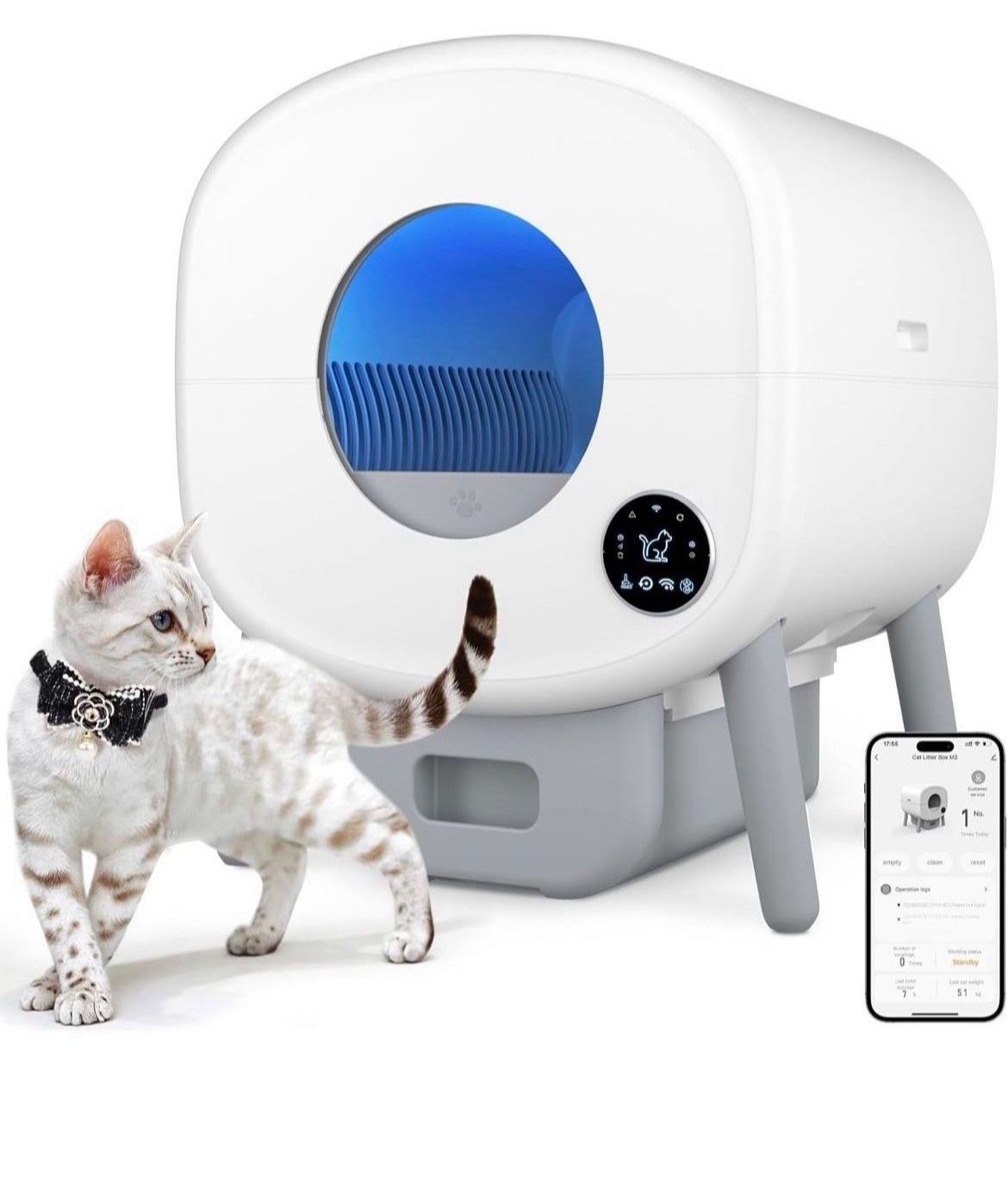 Self Cleaning Litter Box, 95 L Automatic Cat Litter Box Self Cleaning 