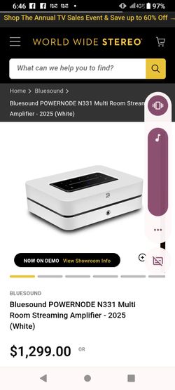 Brand new digital music streamer and amplifier retails for $1,200 before tax selling for $400 this item is brand new never been used