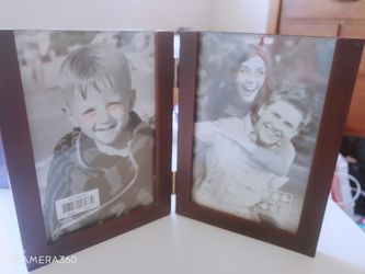 wooden photo frame walnut 4x6 double vertical