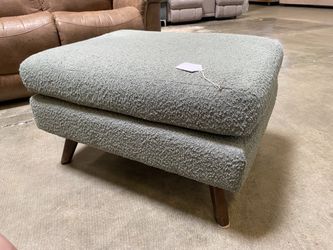 JOYBIRD Modern Sage Green Textured Ottoman