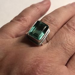 Aquamarine 925 Sterling Silver Ring 