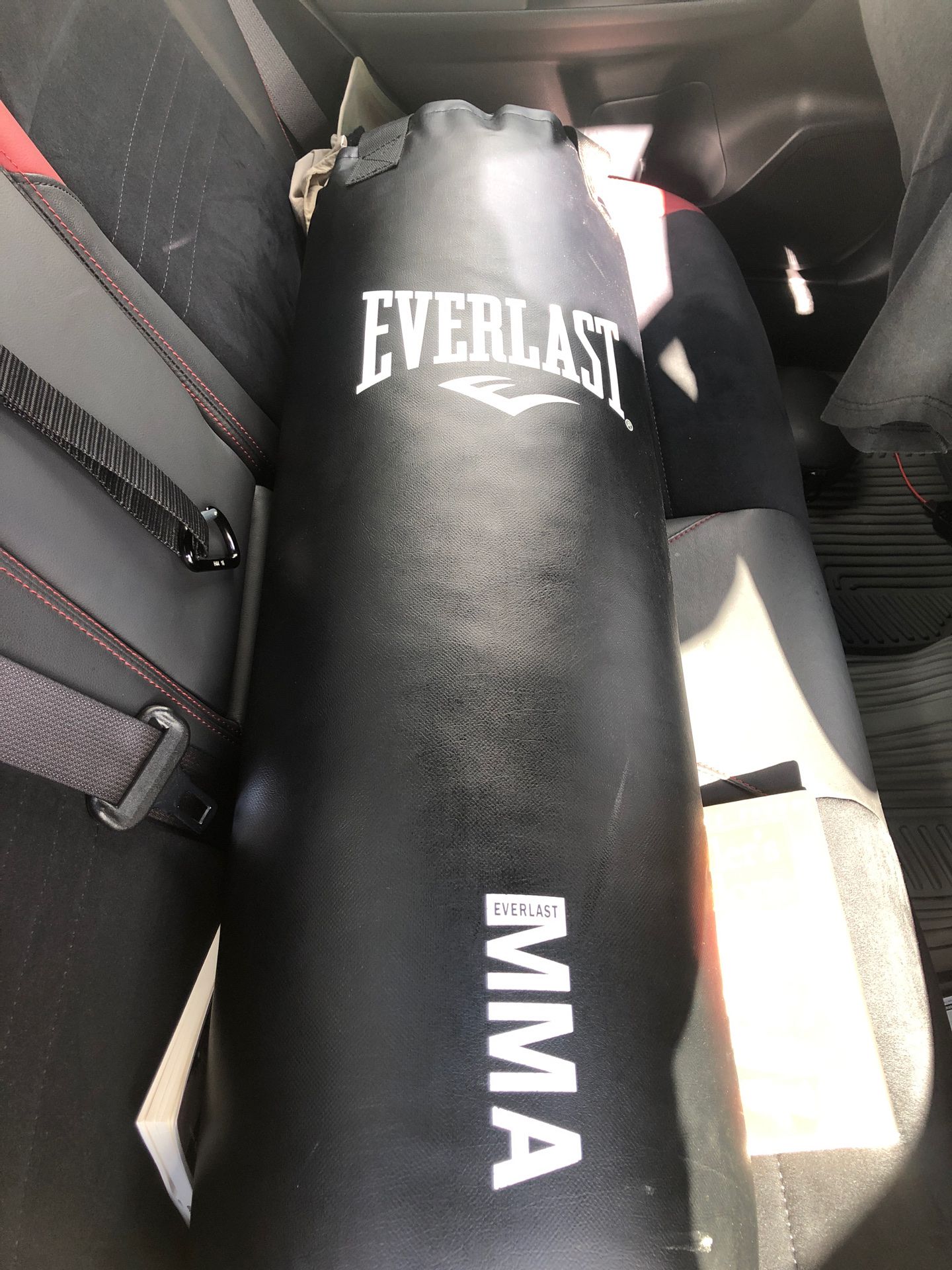MMA punching bag And idk how much the weight is but I do know u have to hang it