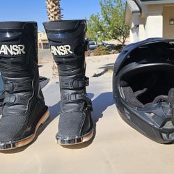 Dirt Bike Boots And Helmet Set