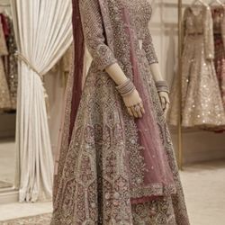 Royal And Elegant Mauve, Dusty Rose Traditional Indian Lehenga Dress