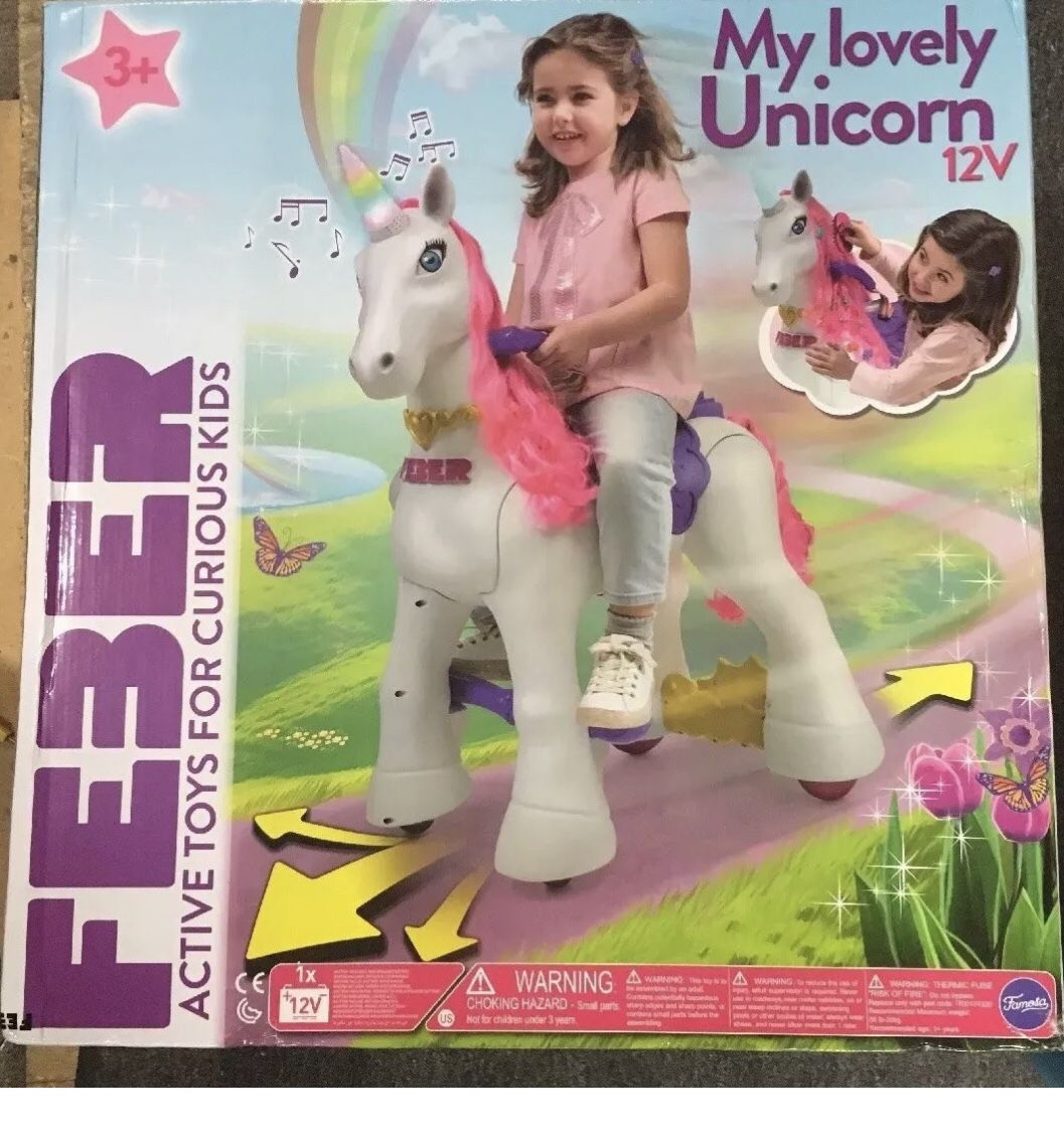 NEW! UNICORN Electric 12V Ride On Toy Feber My Lovely Unicorn Walking Battery Powered Toys Electric Animated Power Wheels Car Pet Horse
