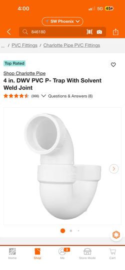 4 in. DWV PVC P- Trap With Solvent Weld Joint