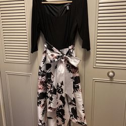 Semi Formal Black, White & Blush Cocktail Dress - Ladies Plus Size 16