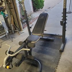 Olympic Weight Bench With Adjustable Bench,Squat Rack,Leg Developer,Curl Bar,Weight Rack in the back