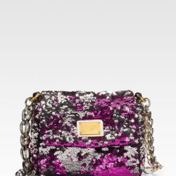 Dolce & Gabbana Miss Charles Purple Pink Silver Sequin Mini Bag