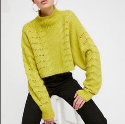 FREE PEOPLE CROPPED WOOL/MOHAIR SWEATER
