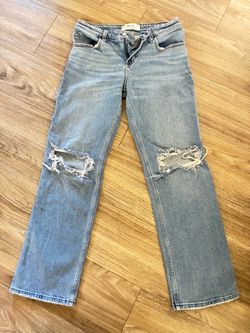 Hollister Light Wash Ripped Straight Jeans