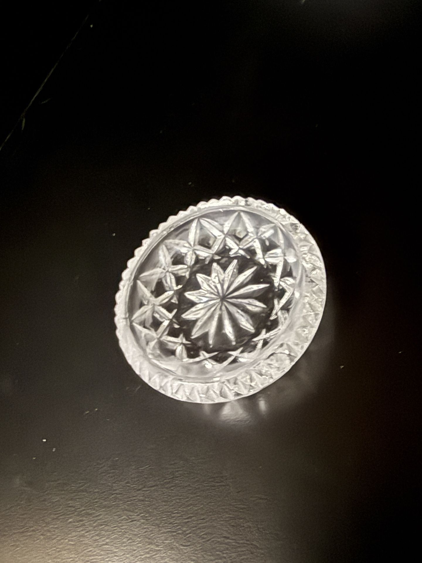 Vintage Crystal Glass Candle Coaster with Starburst Design