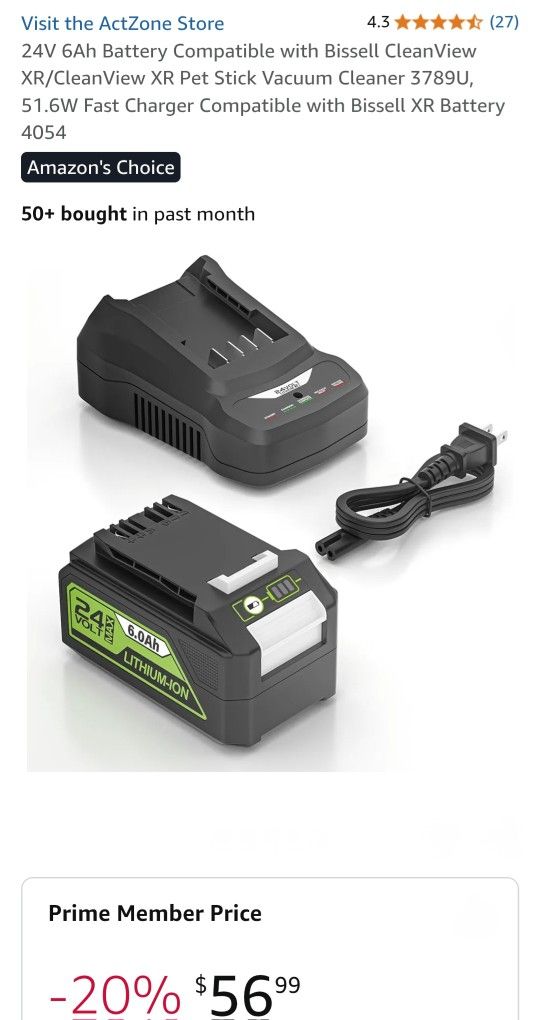 NEW 24V 6Ah BATTERY WITH CHSRGER BISSEL