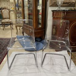 Pair of IKEA Clear & Chrome Tobias Chairs by Carl Öjerstam🌷