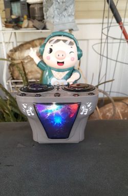 DJ Babe Motorized Record Spinning DJ Pig. L@@K!