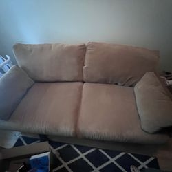 Brown Corduroy Loveseat With Pull-Out Bed 