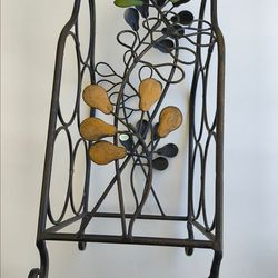 nature-themed metal countertop wine rack