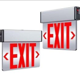 Brand new..2 LED Edge Lit Exit Signs Aluminum Housing AC 120-347V Emergency Exit Light Red