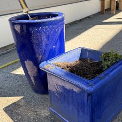 Terra Cotta indoor/outdoor cobalt blue pots