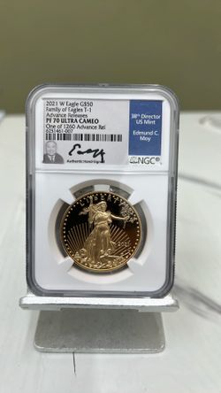 1 OZ. Gold Eagle PF 70 signed by Edmund