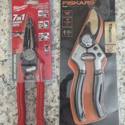 Milwaukee 7 in 1 wire cutter and Fiskar Pruner