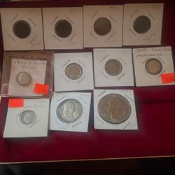 Mixed Coins. 1895,88,87,89 Pennys ,1946, 47,64 Dime, 61 Half Dollar, 78 Dollar