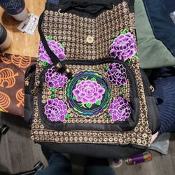 Mexican Purple Flower Embroidered Backpack Purse for Sale in Anaheim CA OfferUp