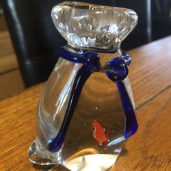 Glass Goldfish In A Bag Paperweight (4 Inches Tall, 3 Inches Wide)