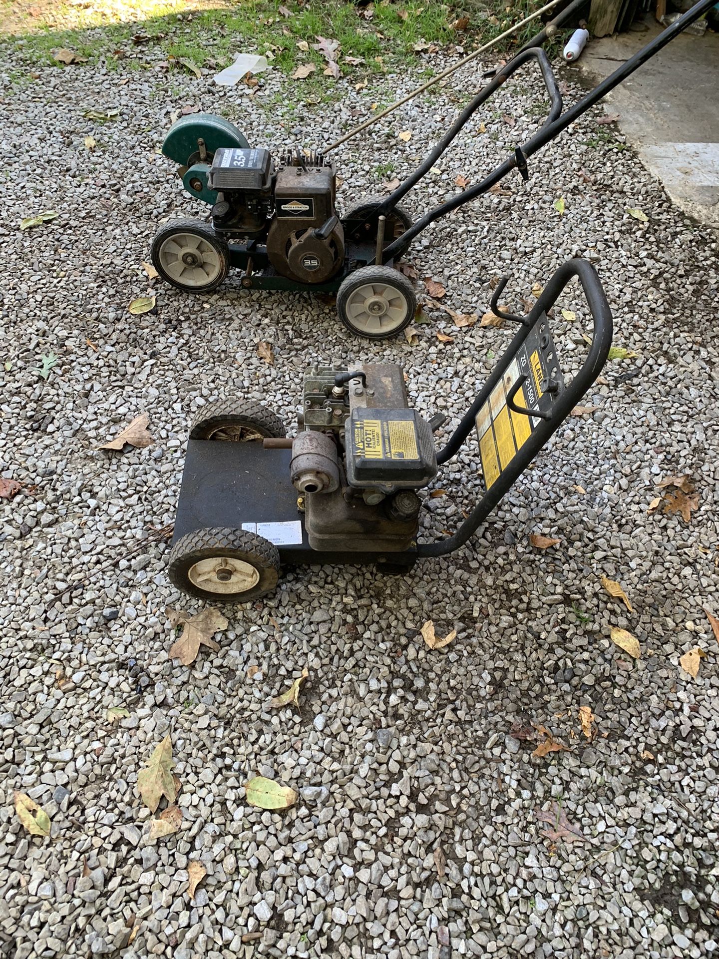 One 3.5 hp edger and a 3.5 Briggs