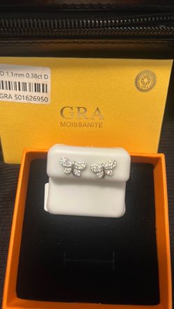 GRA Moissanite Butterfly Stud Earrings