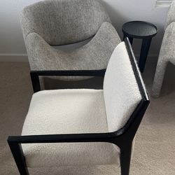 Crate & Barrel Boucle Wood Frame Chair