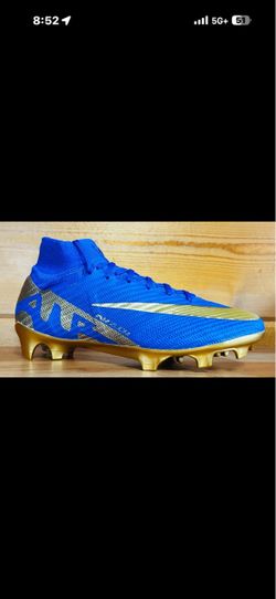 Blue and Gold High-Top Soccer Cleats