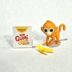 Monkey + bananas (Gumi Yum Surprise - Widlife) Collectible Animal Figurine / Puzzle Toy — with instructions