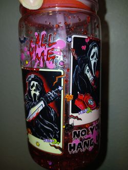 Handmade Scream cup with Ghost face topper