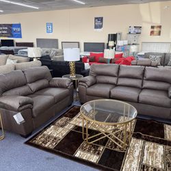 Ashley Leather Sofa Loveseat New