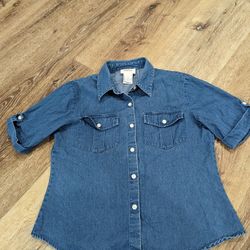 Talbots denim shirt women sz S