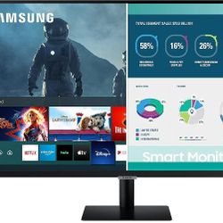 SAMSUNG 32” M7 Smart Monitor & Streaming TV, 4K UHD, Adaptive Picture, Ultrawide Gaming View, Watch Netflix, HBO, Prime Video, Apple Airplay, Alexa,Bu