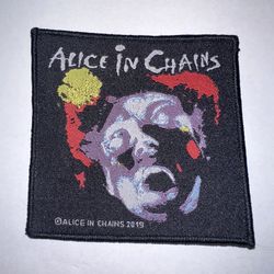 ALICE IN CHAINS, SEW ON BLACK BORDER WOVEN PATCH