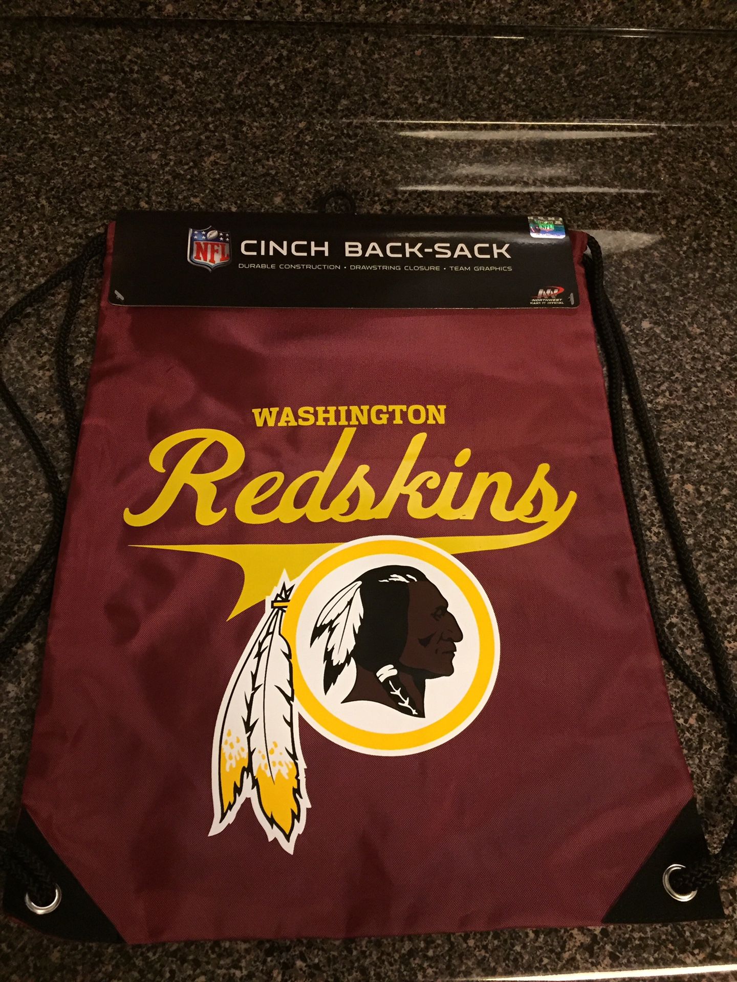 WASHINGTON REDSKINS NFL OFFICIALLY LICENSED Unisex Sports Draw String Carry Bag