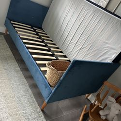 DHP Franklin Mid-Century Upholstered Daybed Frame, Blue Velvet, Twin