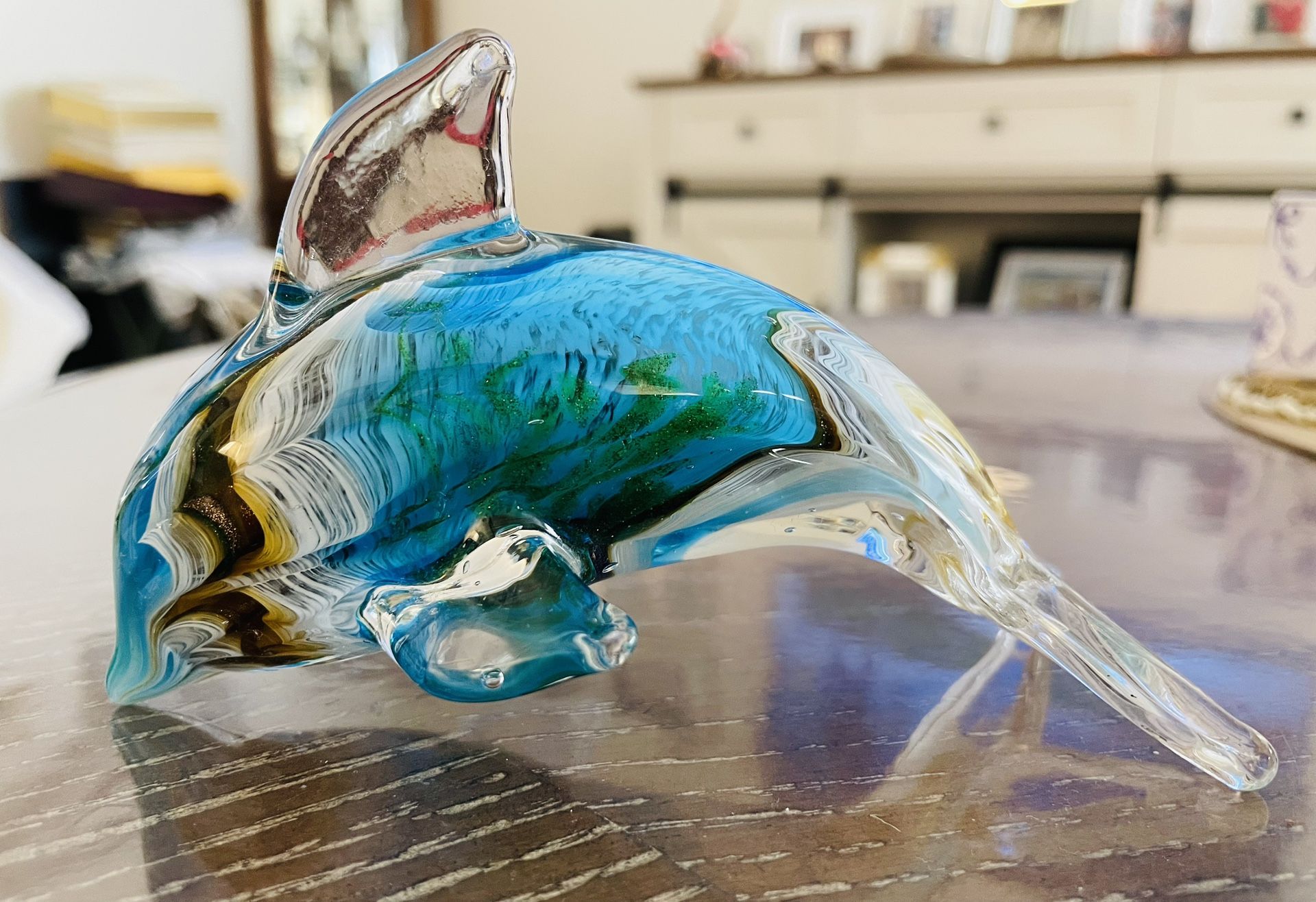 Vintage Murano Style Art Glass Dolphin Figurine