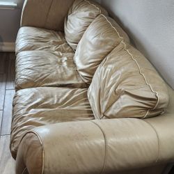 Worn Leather Couch 