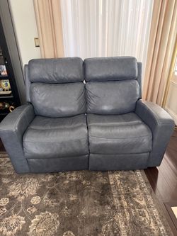 Gray Leather Power Recliner Loveseat