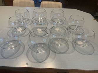 Clear Glass Fish Bowl Vases Set of 11