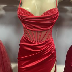 Red Corset Prom Dress
