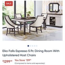 Beige And Brown Dining Table And Chairs 