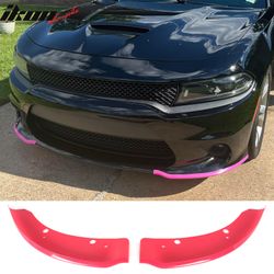 Fits 2015-2023 Dodge Charger Front Bumper Lip Spoiler Splitter Protector ABS Pink
