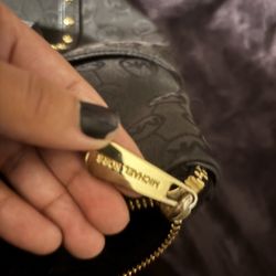 Michael Kors Black Logo Shoulder Bag Gold Hardware Inner & Outer Pockets