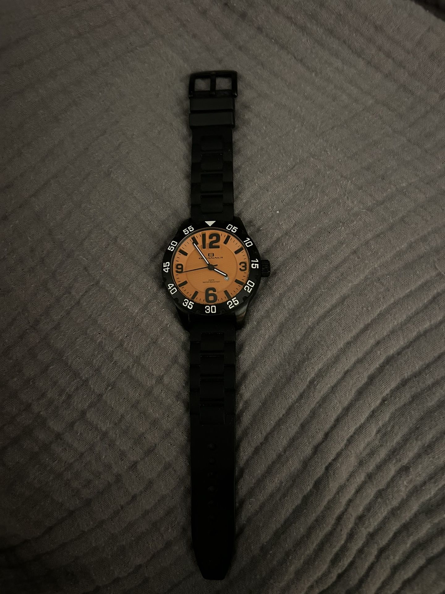 Oceanaut Men's Watch OC2712 Quartz Aqua One Orange Dial Black Rubber Band 48mm