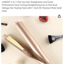 LANDOT 2-in-1 Flat Iron Hair Straightener and Curler Professional Twist Curling Straightening Iron